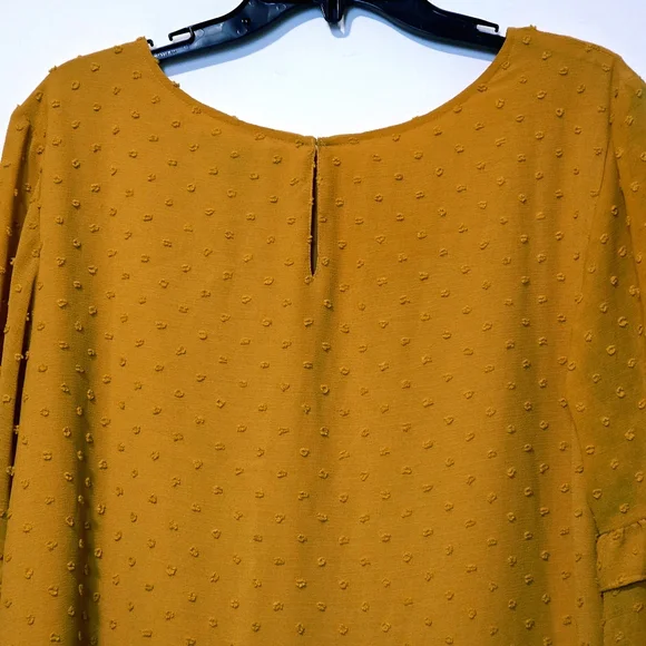 ​Banana Republic Mustard Yellow Swiss Dot Bell Sleeve Top | Size Large | - Picture 5 of 10